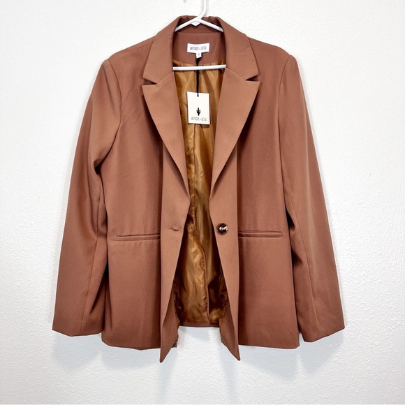 Vici Whiteroom + Cactus Blazer Tan 1 Button Closure Size XL - Picture 4 of 8